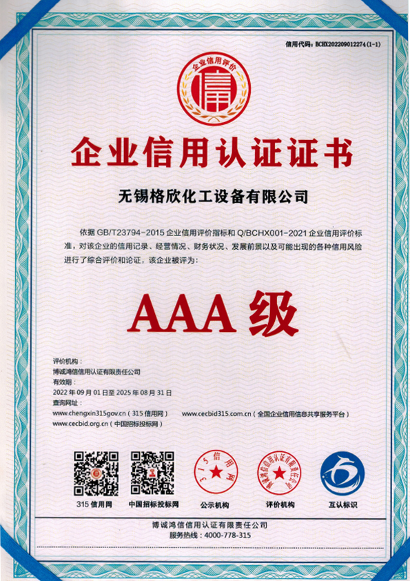 企业信用认证证书